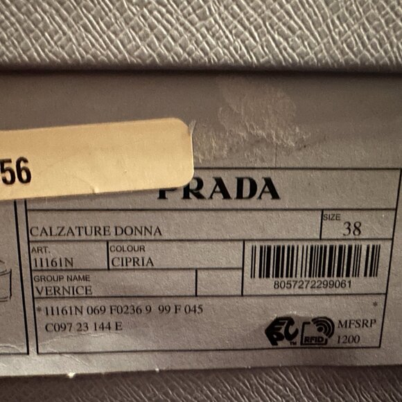 PRADA Decolette Logo Patent Leather Slingback Mary Jane Pumps Heel Sandals - Picture 15 of 15